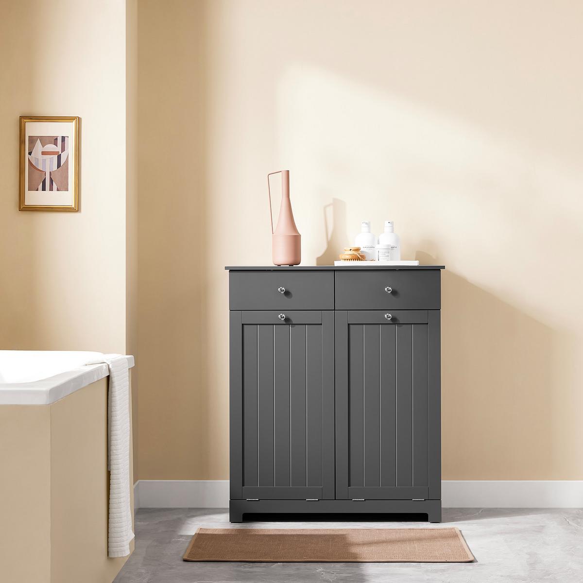 WÄSCHESCHRANK Grau - Grau, Holzwerkstoff (78/90/38cm) - SoBuy