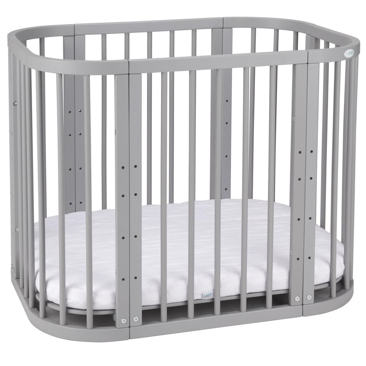 BABYBETT GREY, 5in1 mit Matratze - Grau, Holz (65.5/92cm) - waldin