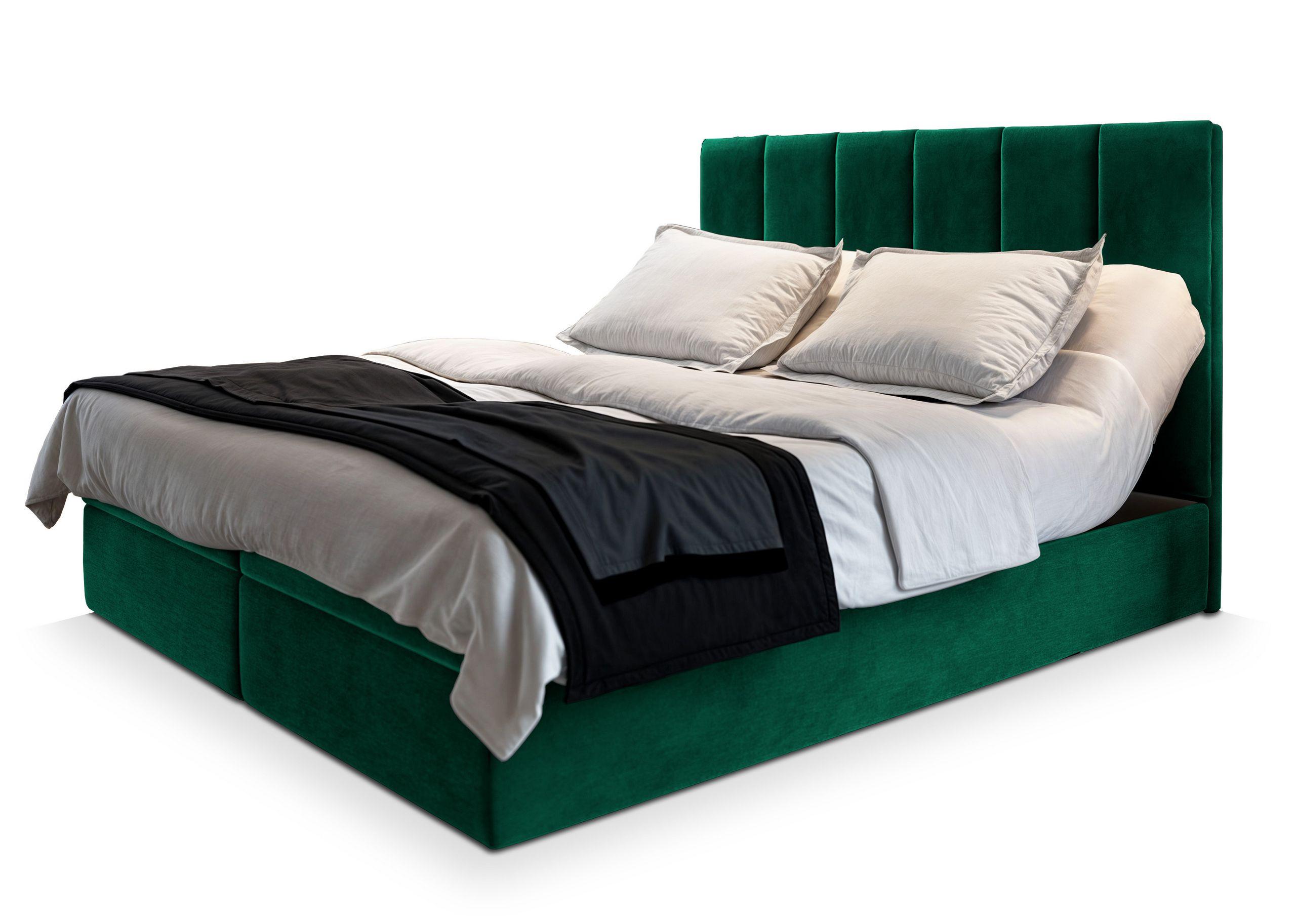 BOXBETT BARINO 180x200 cm mit Matratze und Topper - Grün - Grün, Holz (180/200cm) - MASSENO