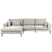 3-SITZER-ECKSOFA Samtstoff Hellgrau linksseitig Flam - Hellgrau, Textil (275/158cm) - Beliani
