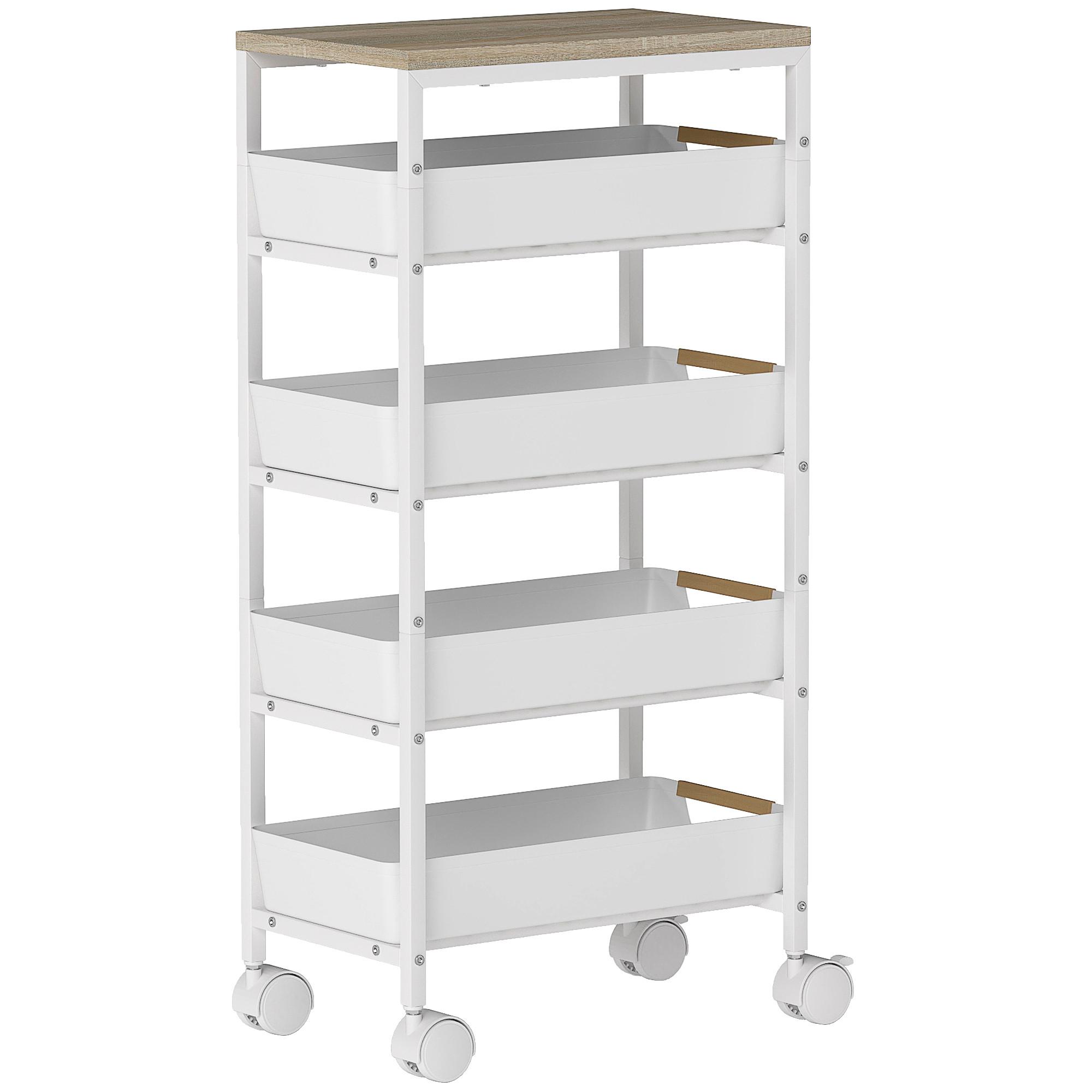 KÜCHENWAGEN Metall Kunststoff Weiß - Weiß, Metall (24/82/39.5cm) - HOMCOM