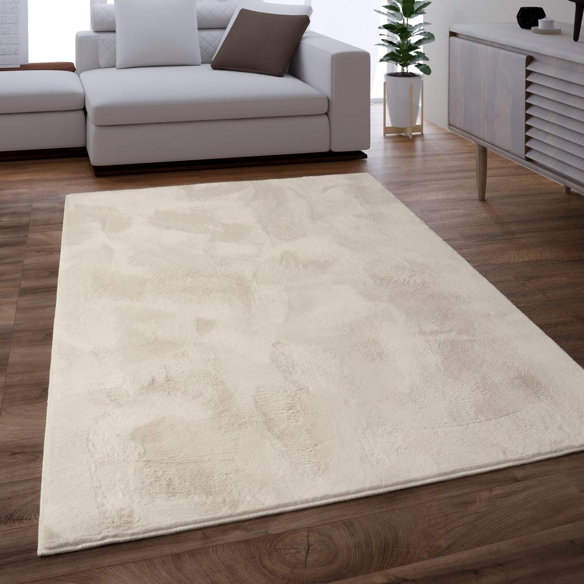 KURZFLORTEPPICH, einfarbig, aus Polyester, Creme, 120 x 160 cm - Beige, Textil (160/120cm) - KADIMA DESIGN