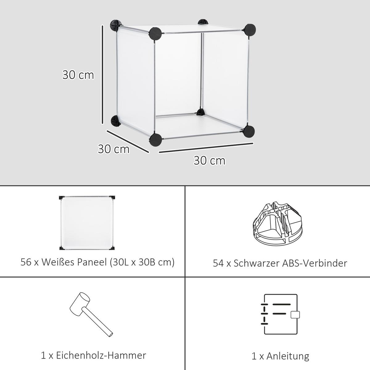 DIY Regalsystem, Kleiderschrank, Weiß - Weiß, Metall (32/125/125cm) - HOMCOM