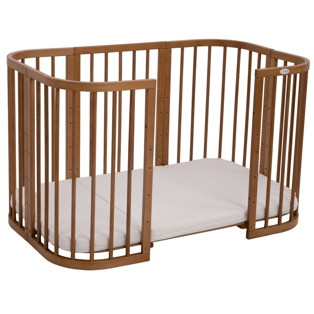 BABYBETT Vintage, 7in1 mit Matratze - Braun, Holz/Textil (73/124cm) - waldin