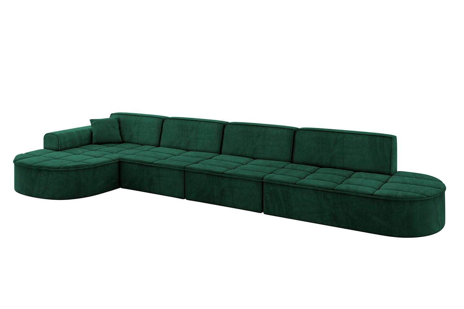 ECKSOFA Ottomane Links TARO-L3 - 413x171x79,5 cm Dunkelgrün - Grün, Holzwerkstoff/Textil (413/171cm) - ALTDECOR