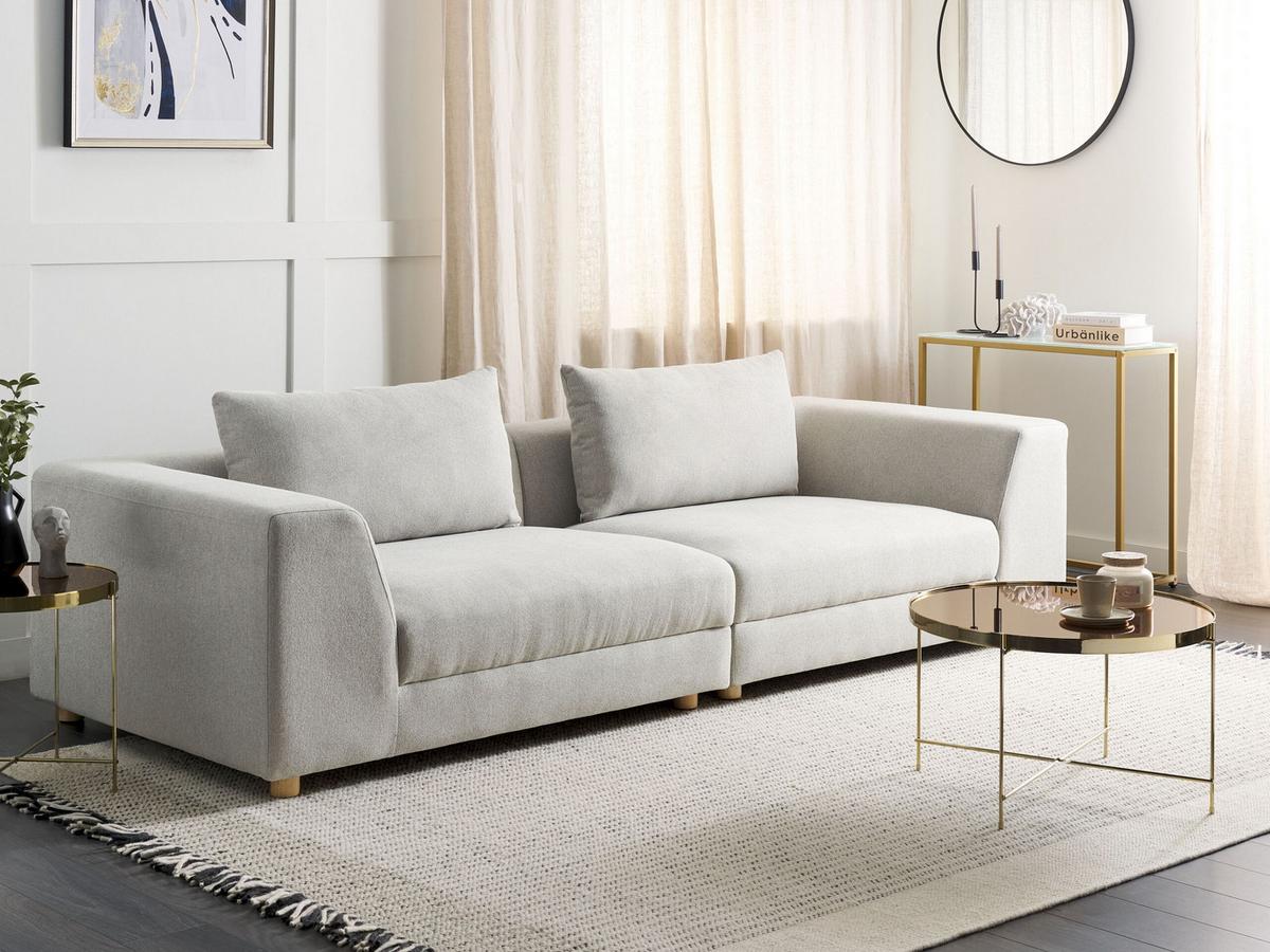 3-SITZER-SOFA hellgrau mit Kissen Lermon - Grau, Textil (260/59/100cm) - Beliani