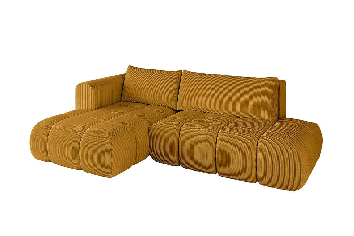 ECKSOFA Ottomane Links CLOUD-L 280x185x90 Senfgelb Cord - Currygelb, Holzwerkstoff/Kunststoff (180/289cm) - ALTDECOR