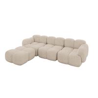ECKSOFA modulares Sofa Links Miko-L2 302x205x75 Beige Velours - Ecru/Schwarz, Holzwerkstoff/Kunststoff (302/205cm) - ALTDECOR
