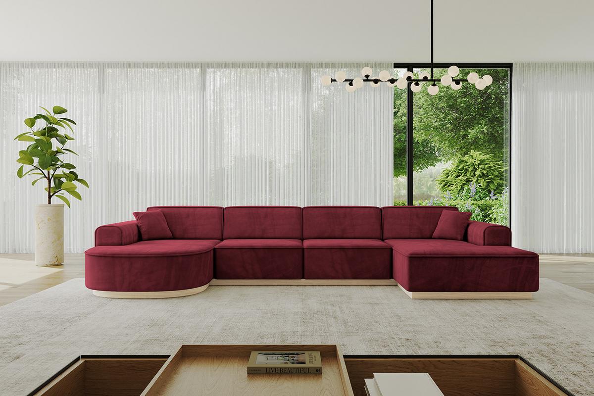 WOHNLANDSCHAFT ARRIO-U2 303x171x83 cm Bordeaux - Bordeaux, Holzwerkstoff/Textil (388/83/171cm) - ALTDECOR