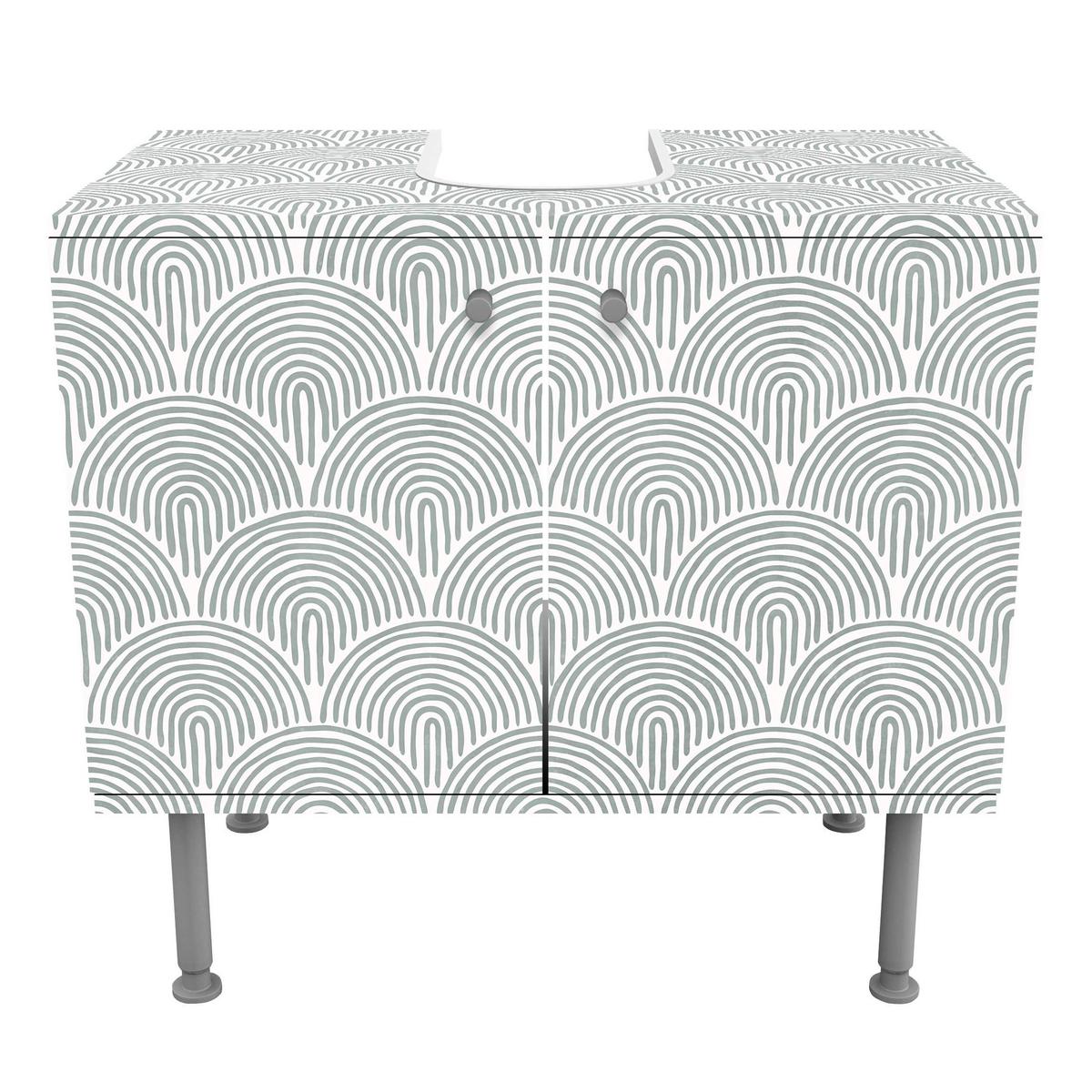 WASCHBECKENUNTERSCHRANK Boho Bogen Muster Eucalyptus 60/55/35 cm - Türkis, Holzwerkstoff (60/55/35cm) - Bilderwelten