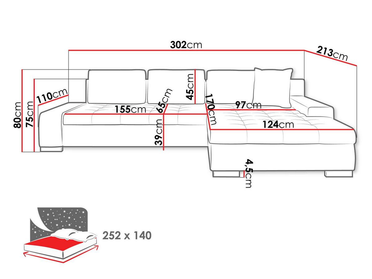 ECKSOFA Orkan - Bronzefarben, Holz/Textil (302/213cm) - MIRJAN24
