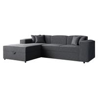 ECKSOFA Santos L, Seite: Links - Dunkelgrau/Schwarz, Holzwerkstoff/Kunststoff (253/166cm) - MIRJAN24