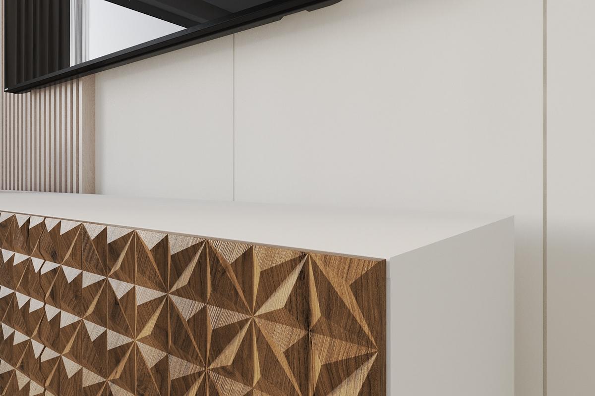 LOWBOARD VIRA-W 3x100x40x40 cm - Weiß / Katania - Eiche Wotan, Holzwerkstoff (300/40/40cm) - ALTDECOR