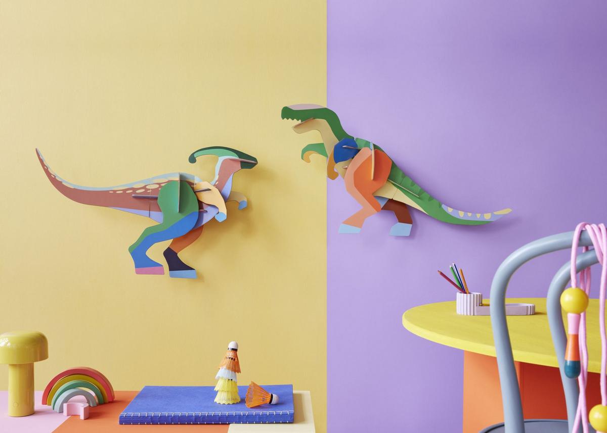 WANDDEKO Mutiger Dino 17.3/49.2 cm - Multicolor, Wellpappe (17.3/49.2/80cm) - Studio Roof