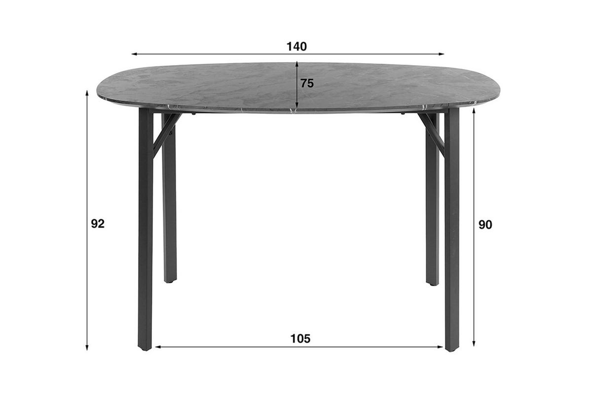 BARTISCH SESTA Schwarz Holz - Schwarz, Holz/Metall (75/140/92cm) - KAWOLA