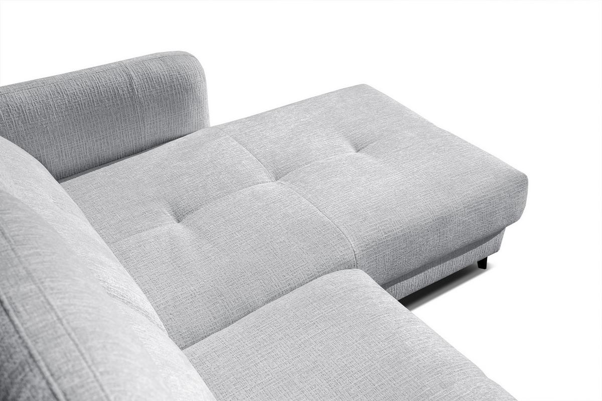 ECKSOFA SVEN 3-Sitzer, 1 Relax XL, verstellbare Kopfstützen, hellgrau - Hellgrau/Schwarz, Holzwerkstoff/Textil (256/163cm) - Wozimo