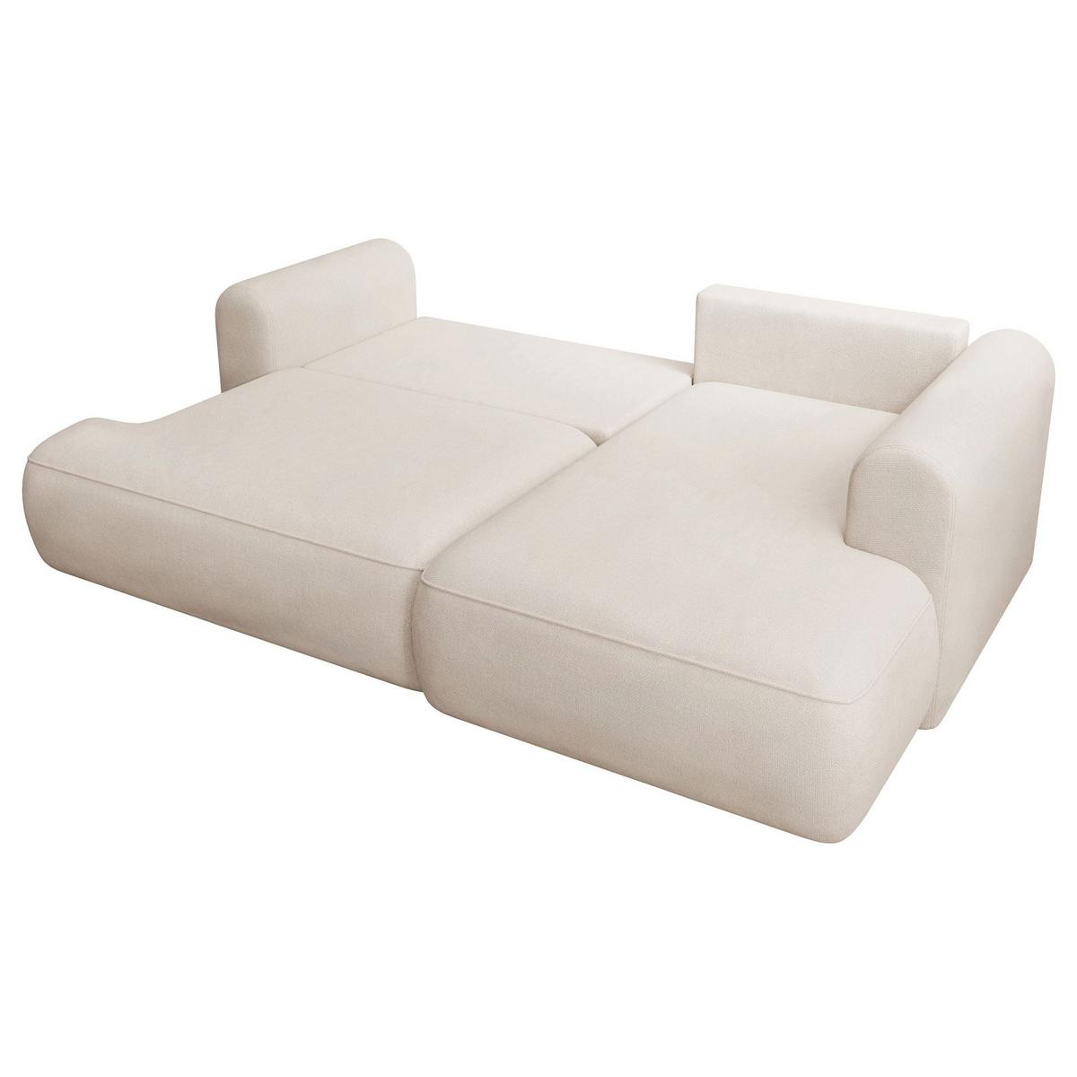 ECKSCHLAFSOFA Ovo Mini Creme Easy-Clean-Chenille-Bezug - Creme/Schwarz, Kunststoff/Textil (156/238cm) - Selsey