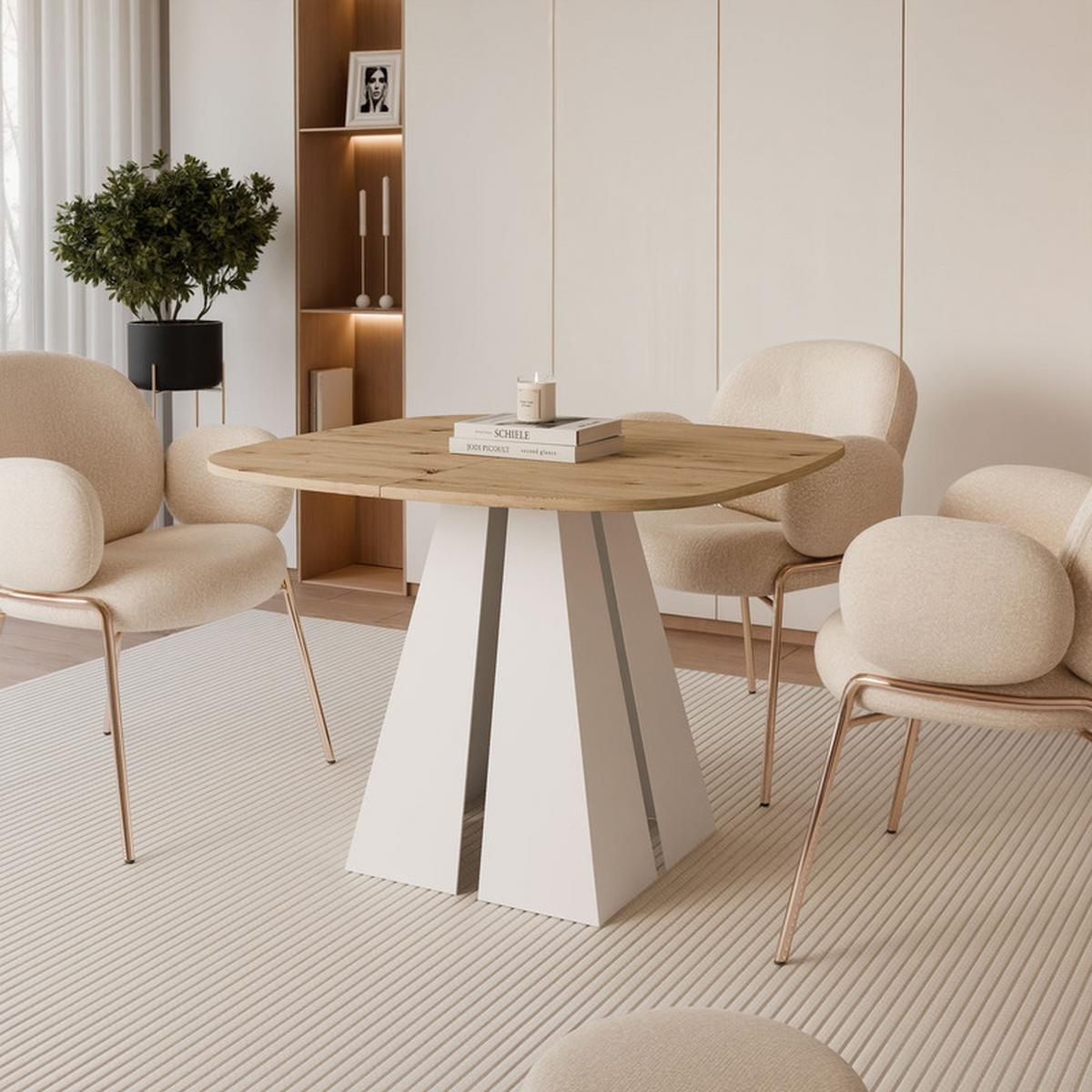 AUSZIEHTISCH ZELO 120/60/76 cm, Weiß / Artisan-Eiche - Eiche Artisan/Weiß, Holzwerkstoff/Metall (60/120/76cm) - Idohome