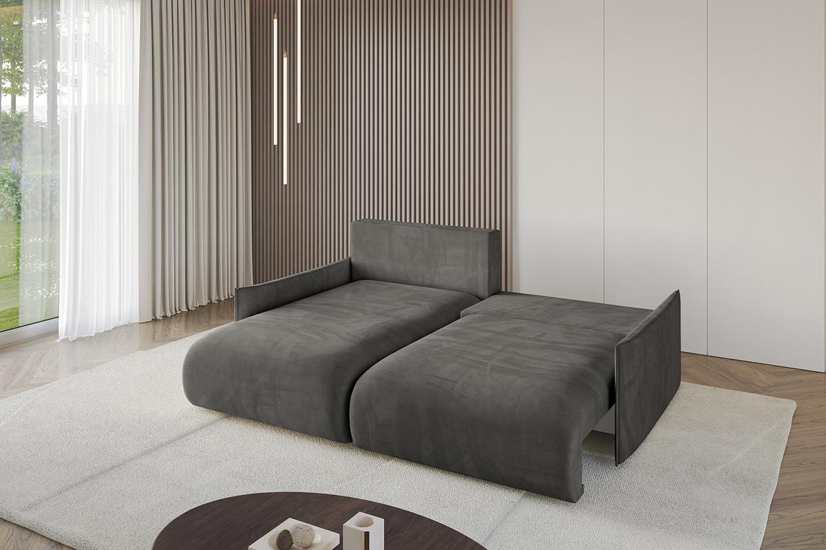 ECKSOFA Ottomane links ONESK-L -v1 216x177x72 Dunkelgrau Velours - Anthrazit, Holzwerkstoff/Kunststoff (216/177cm) - ALTDECOR