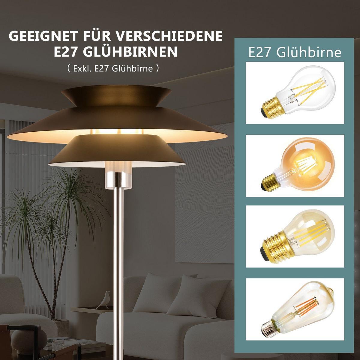 STEHLEUCHTE Albert 40/25/145 cm - Schwarz, Metall (45/22/178cm) - Nettlife