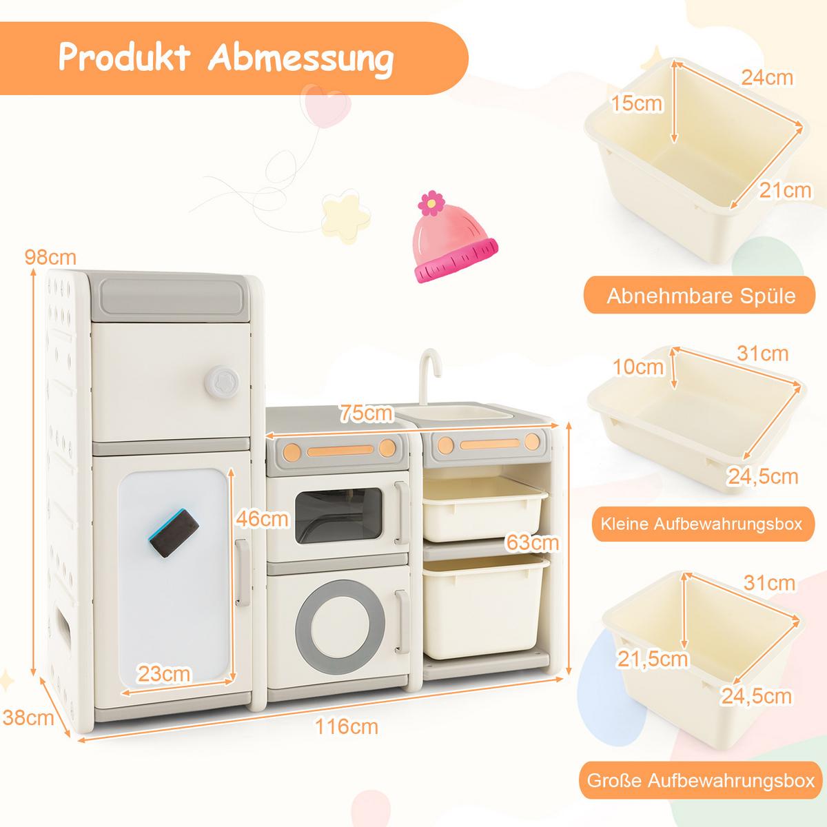 SPIELZEUGSCHRANK Für Kinder Beige - Beige, Kunststoff (116/98/38cm) - COSTWAY