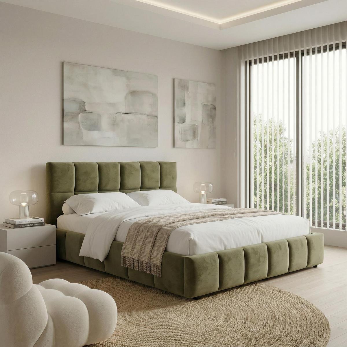 POLSTERBETT EMILIA 140x200 cm grün - Grün, Textil (140/200cm) - IDIMEX