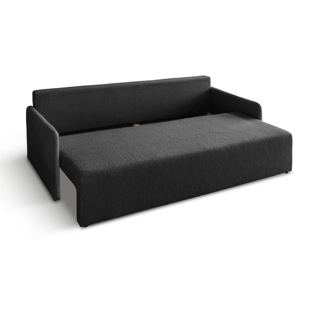 SCHLAFSOFA CUDDLE mit Schlaffunktion und Bettkasten, Quelle 92 - Dunkelgrau, Textil (207/90/90cm) - Lookway