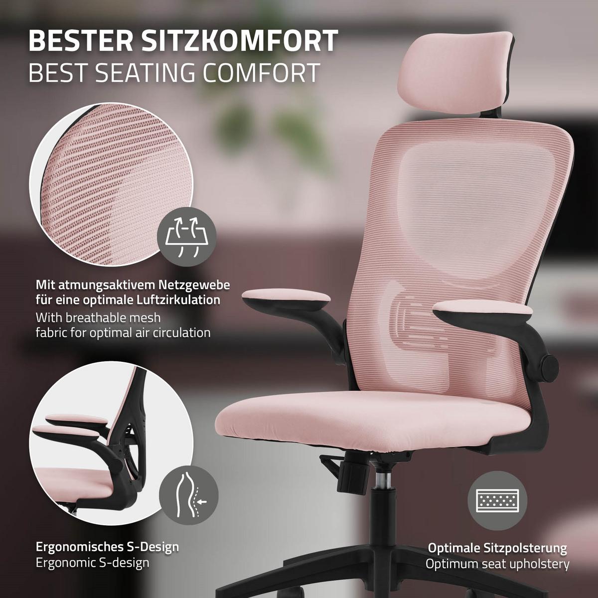 BÜROSTUHL Rosa - Pink/Schwarz, Kunststoff (60.5/121/60cm) - ML-DESIGN