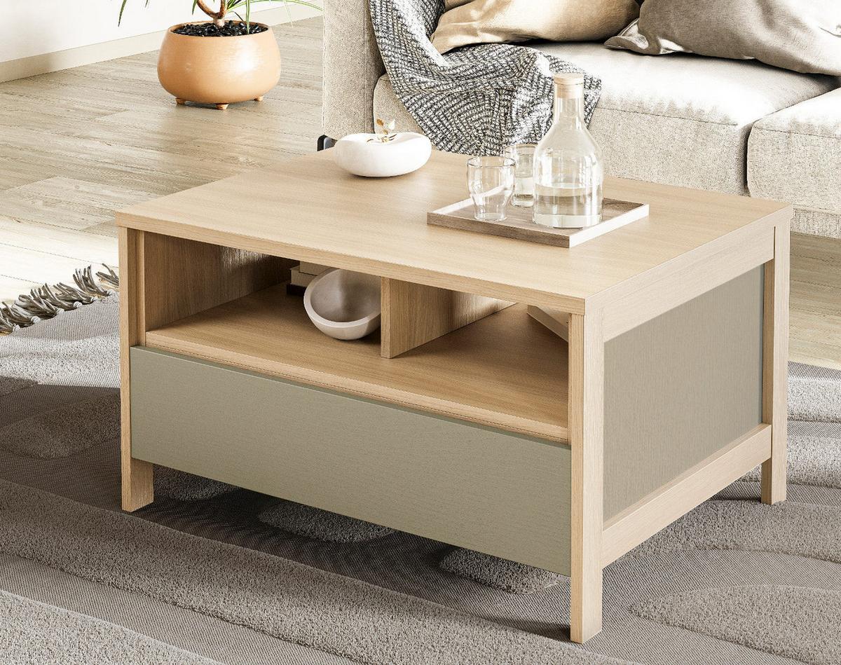 COUCHTISCH Salbei, Eiche, Beistelltisch skandinavisch 80 x 60 cm, Soft-Close - Salbeigrün/Eichefarben, Holzwerkstoff/Metall (46/60/80cm) - Furn.Design