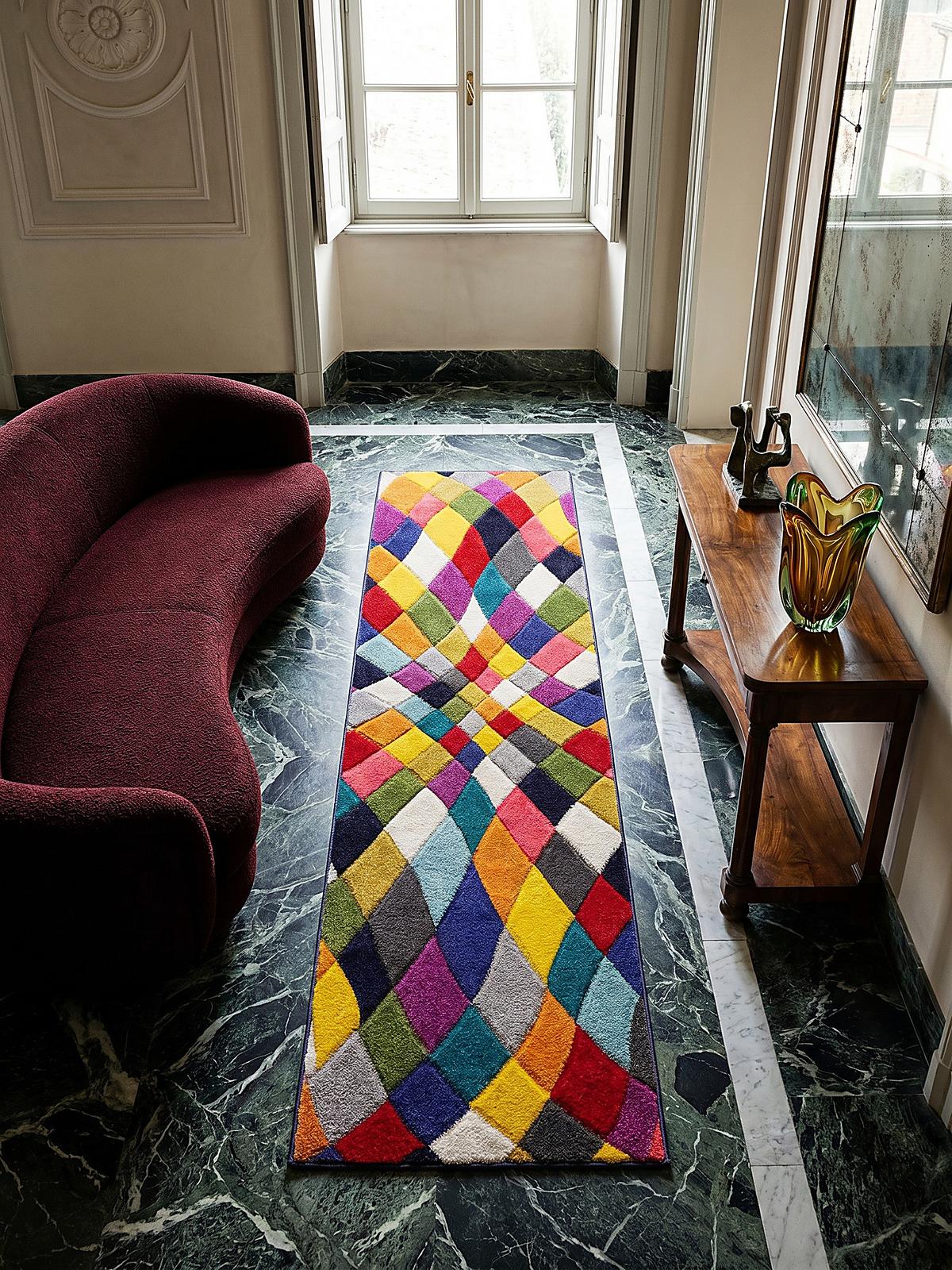 TEPPICH MEON, geometrisch, Florhöhe 11 mm, Bunt, 66 x 230 cm - Multicolor, Textil (66/230cm) - KADIMA DESIGN