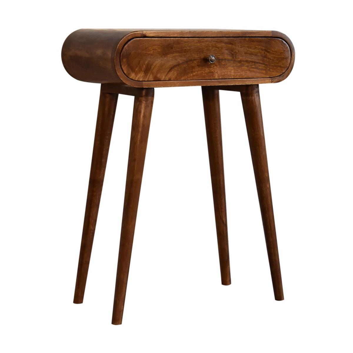 KONSOLENTISCH mini im Kastanienholz-Finish, 1 Schublade, Nordische Beine, Braun - Kastanienfarben/Messingfarben, Holz/Metall (30/60/78cm) - Artisan Furniture