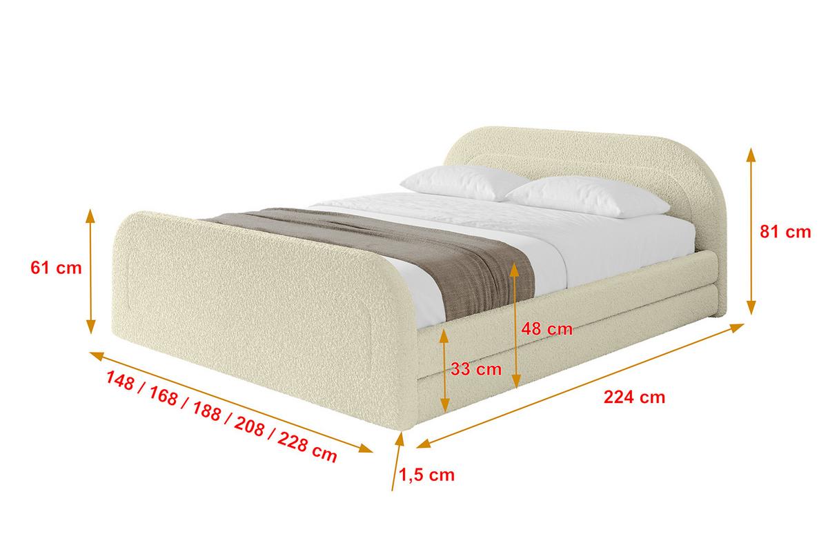 POLSTERBETT mit Bettkasten, Fußteil und Lattenrost, Boxbett ohne Matratze - LERIS-v1-Z 180x200 Beige - Taupe, Holzwerkstoff/Textil (180/200cm) - ALTDECOR