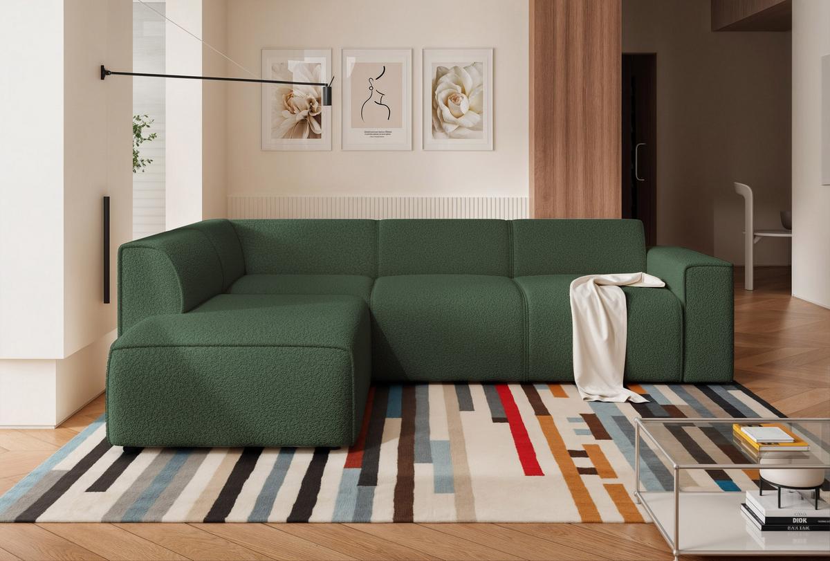 ECKSOFA ZAVO Links Feiner Mischstoff in Grün - Grün, Kunststoff/Textil (310/218cm) - Idohome