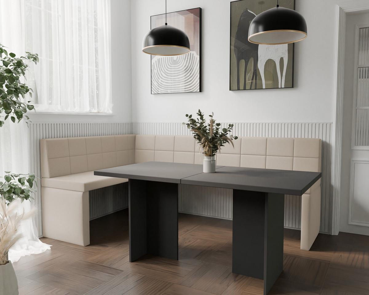 ECKBANK links MELVIN Kunstleder, 142/196 cm Beige - Beige, Holz/Kunststoff (142/196cm) - Idohome