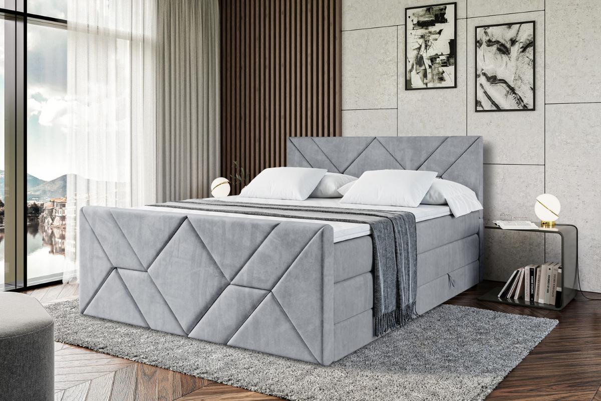 BOXSPRINGBETT BARWA-Z KING - 120x200 - H3/H4 - Grau - Grau, Holzwerkstoff (120/200cm) - ALTDECOR