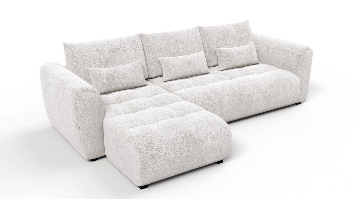 ECKSOFA SORENO 4-Sitzer, ecru - Ecru/Schwarz, Holz/Textil (293/171cm) - Wozimo