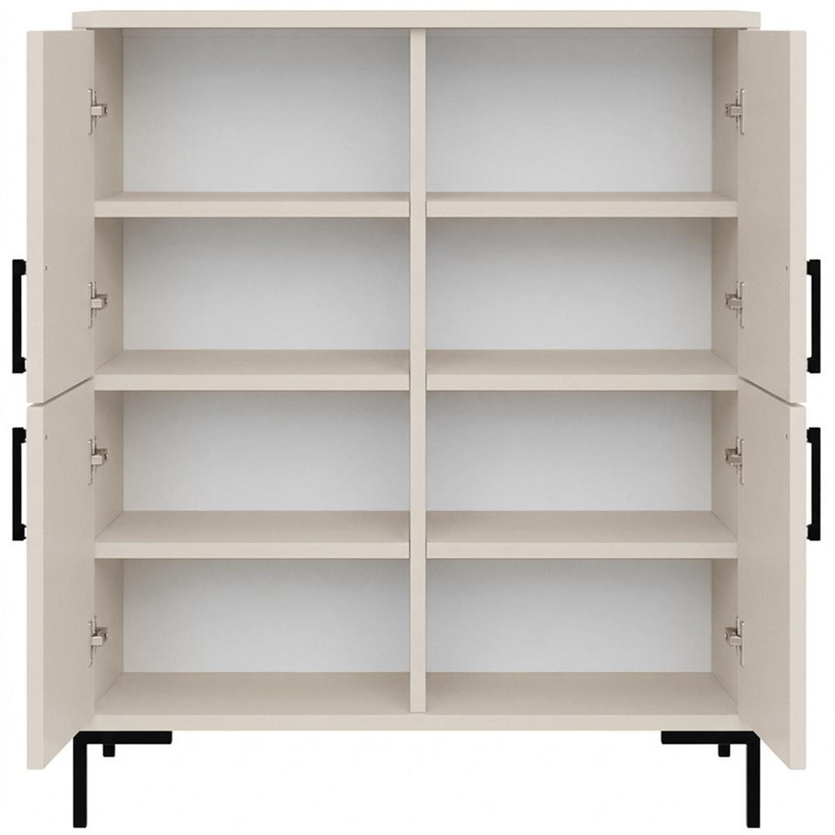 KOMMODE Selena, Highboard mit 4 Türen, Metallfüße, Selbstschließer, Kaschmir, 100 cm - Kaschmir/Schwarz, Holzwerkstoff/Metall (101/113/40cm) - Beautysofa