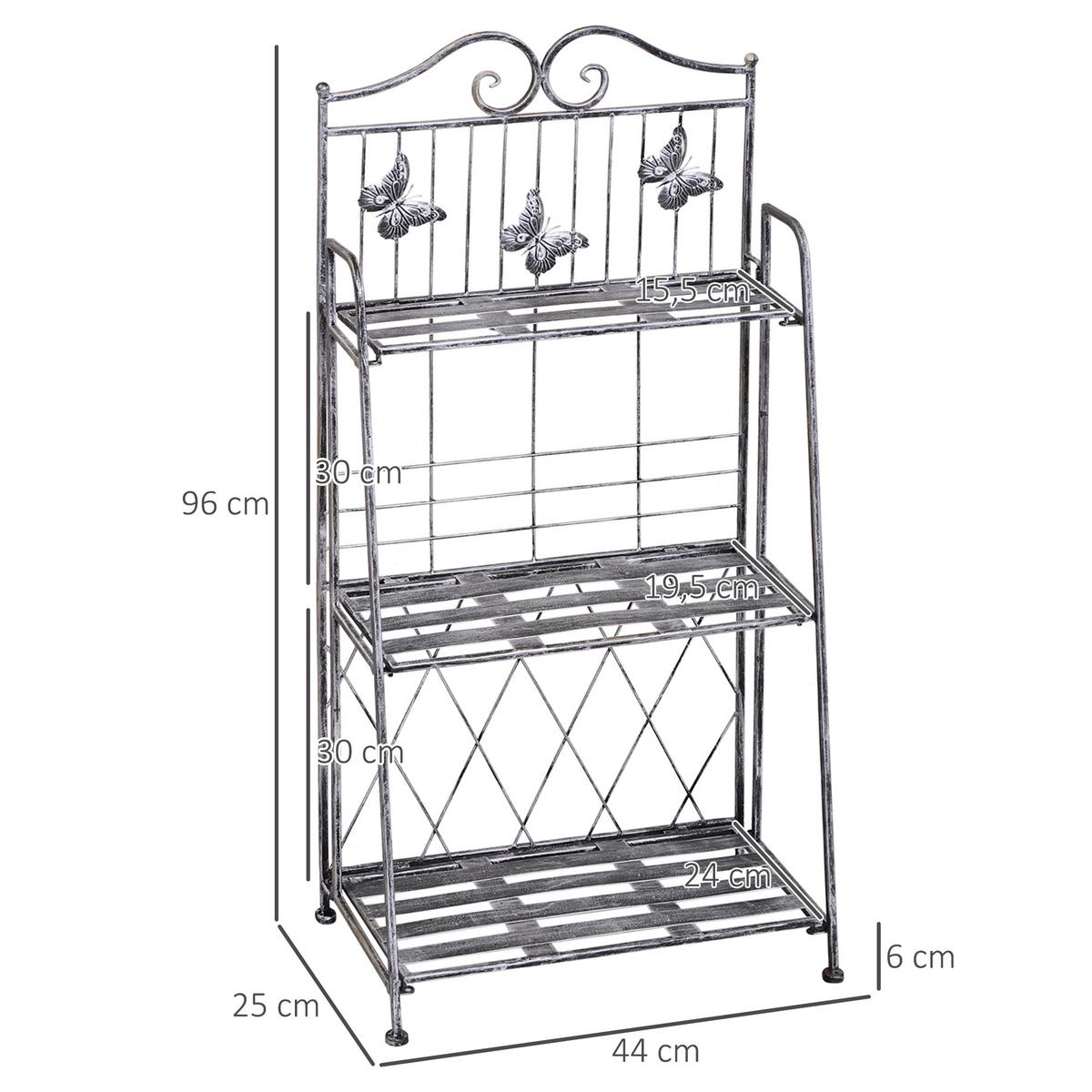 PFLANZREGAL, Metall, Grau - Grau, Metall (25/96/44cm) - Outsunny
