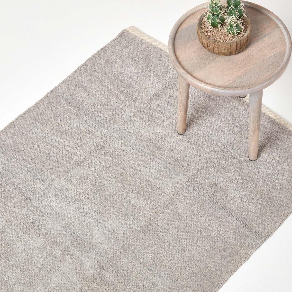 HANDWEBTEPPICH Chenille 45/70 cm - Hellgrau, Textil (45/70cm) - Homescapes
