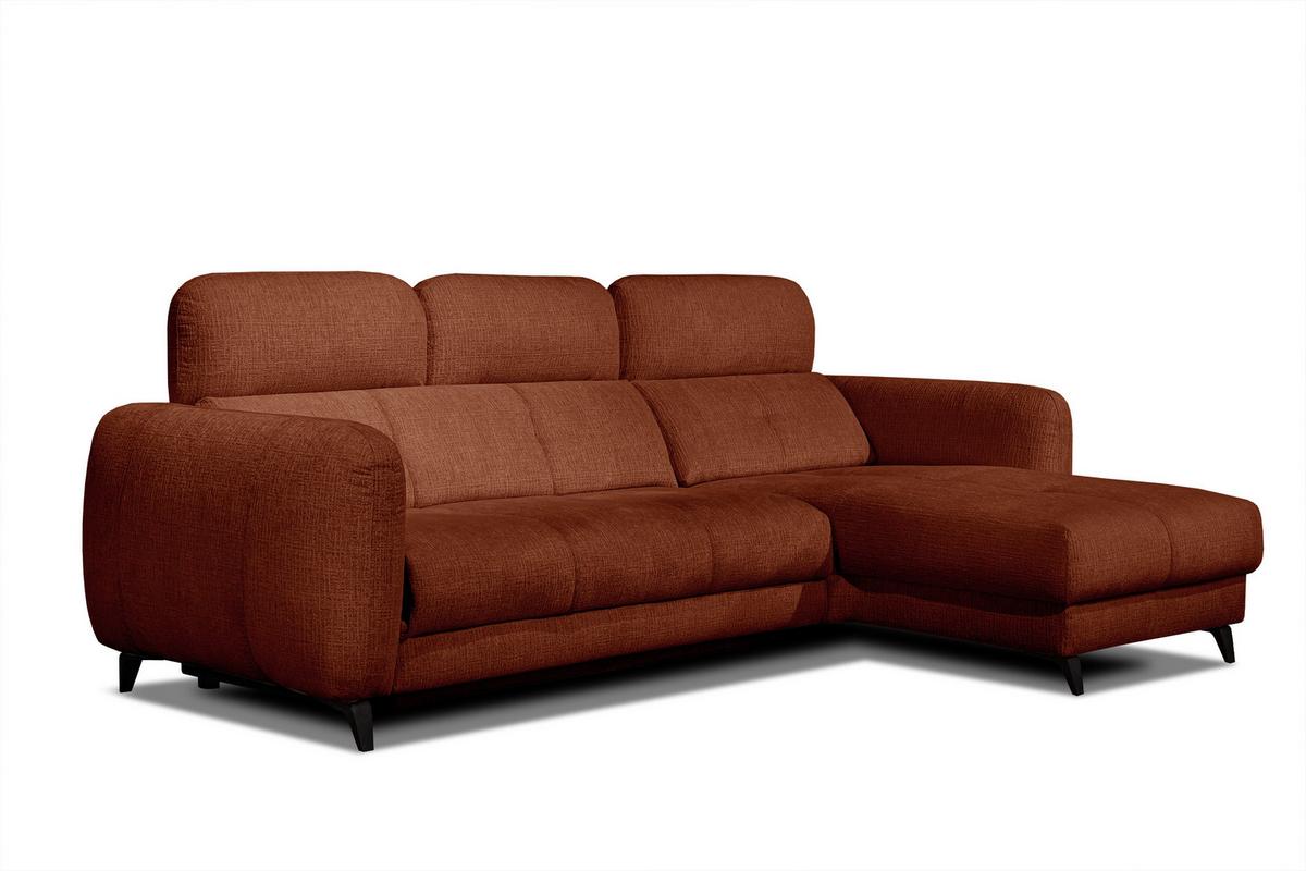 ECKSOFA SVEN 3-Sitzer, 1 Relax XL, verstellbare Kopfstützen, rot - Rot/Schwarz, Holzwerkstoff/Textil (256/163cm) - Wozimo
