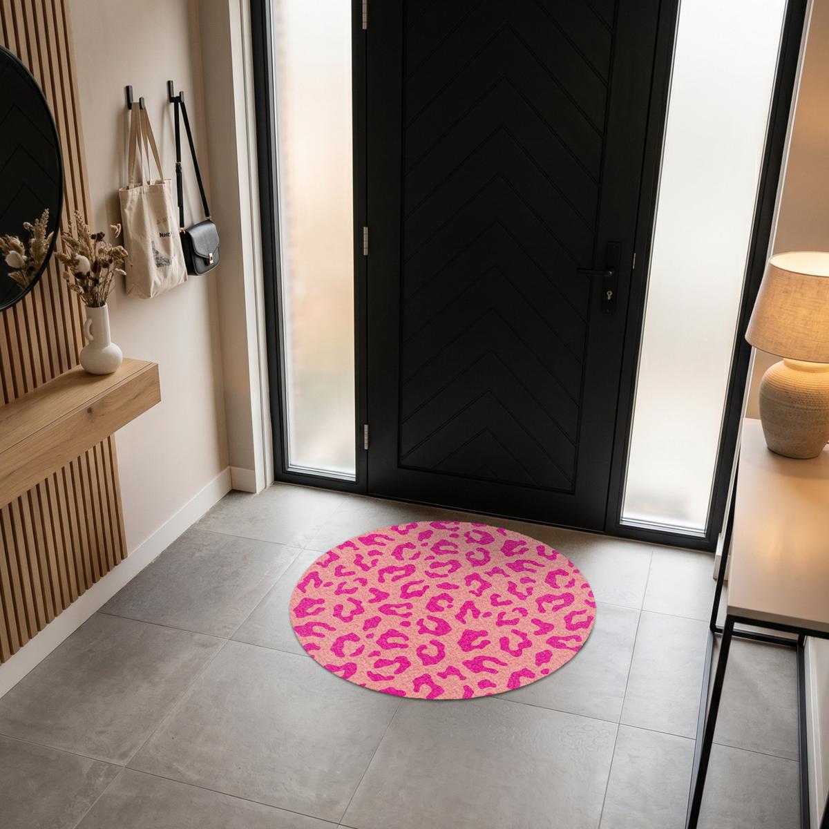FUSSMATTE Pantherdruck - Rosa - Tierdruck - Minimalistisch Sauberlaufmatte 90x90 cm - Pink, Kunststoff (90/90cm) - MuchoWow