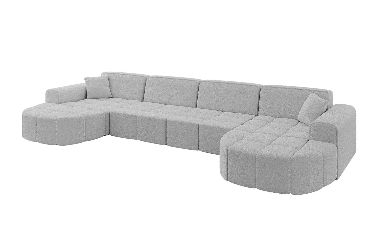 WOHNLANDSCHAFT LIVO-U2 - 400x173x79,5 cm Hellgrau - Hellgrau, Holzwerkstoff/Textil (400/79/173cm) - ALTDECOR