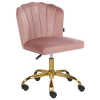SCHREIBTISCHSTUHL Samtstoff Rosa Valticello - Pink/Goldfarben, Textil/Metall (60/77/60cm) - Beliani