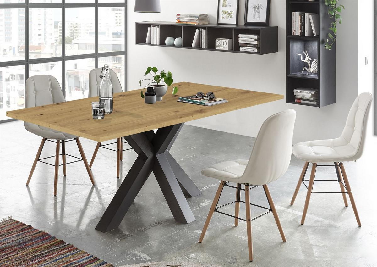 ESSZIMMERTISCH Ela 2 140 x 90 x 75 Esstisch Graphit/Asteiche - Naturfarben, Holz (140/90/75cm) - 58aufmkessel