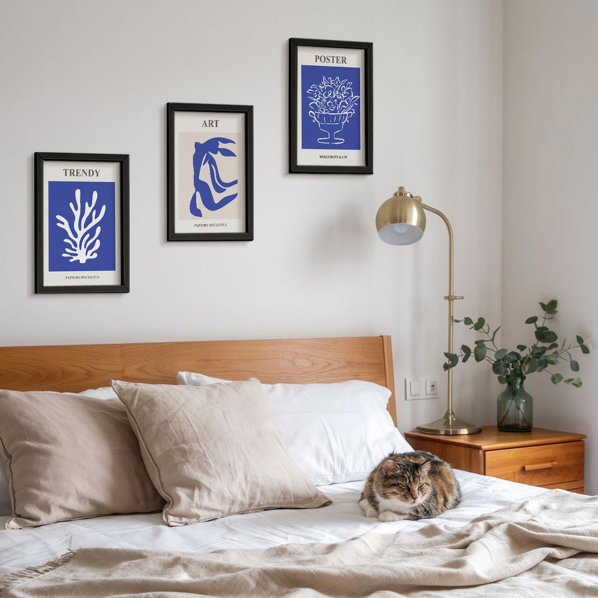 BILDER SET 3er Set - 20x30 cm Schwarzer Rahmen - Matisses abstrakte Plakate - Schwarz, Kunststoff (20/30cm) - TULUP