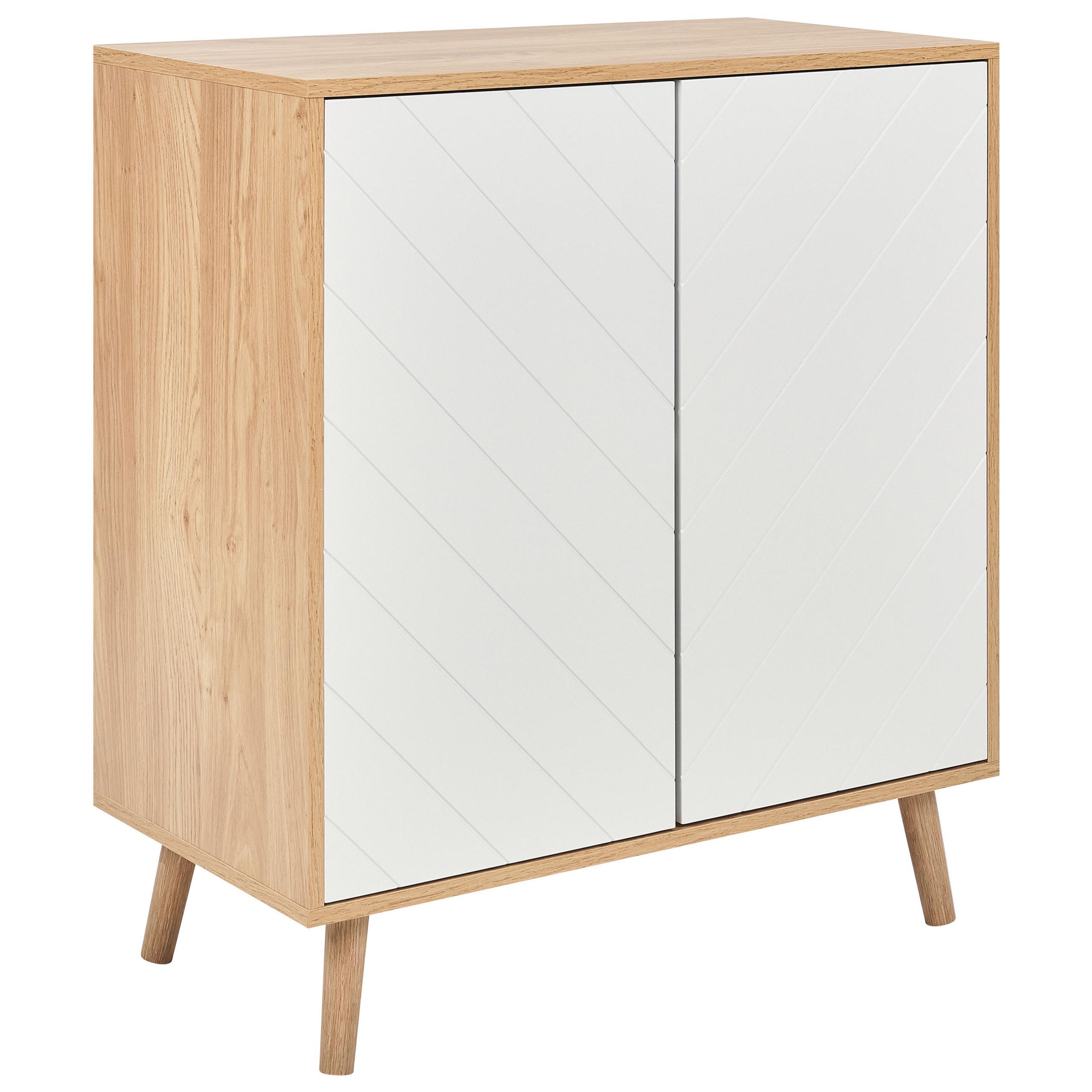 SCHRANK Weiß Bristow - Weiß/Braun, Holz/Holzwerkstoff (40/76/84cm) - Beliani