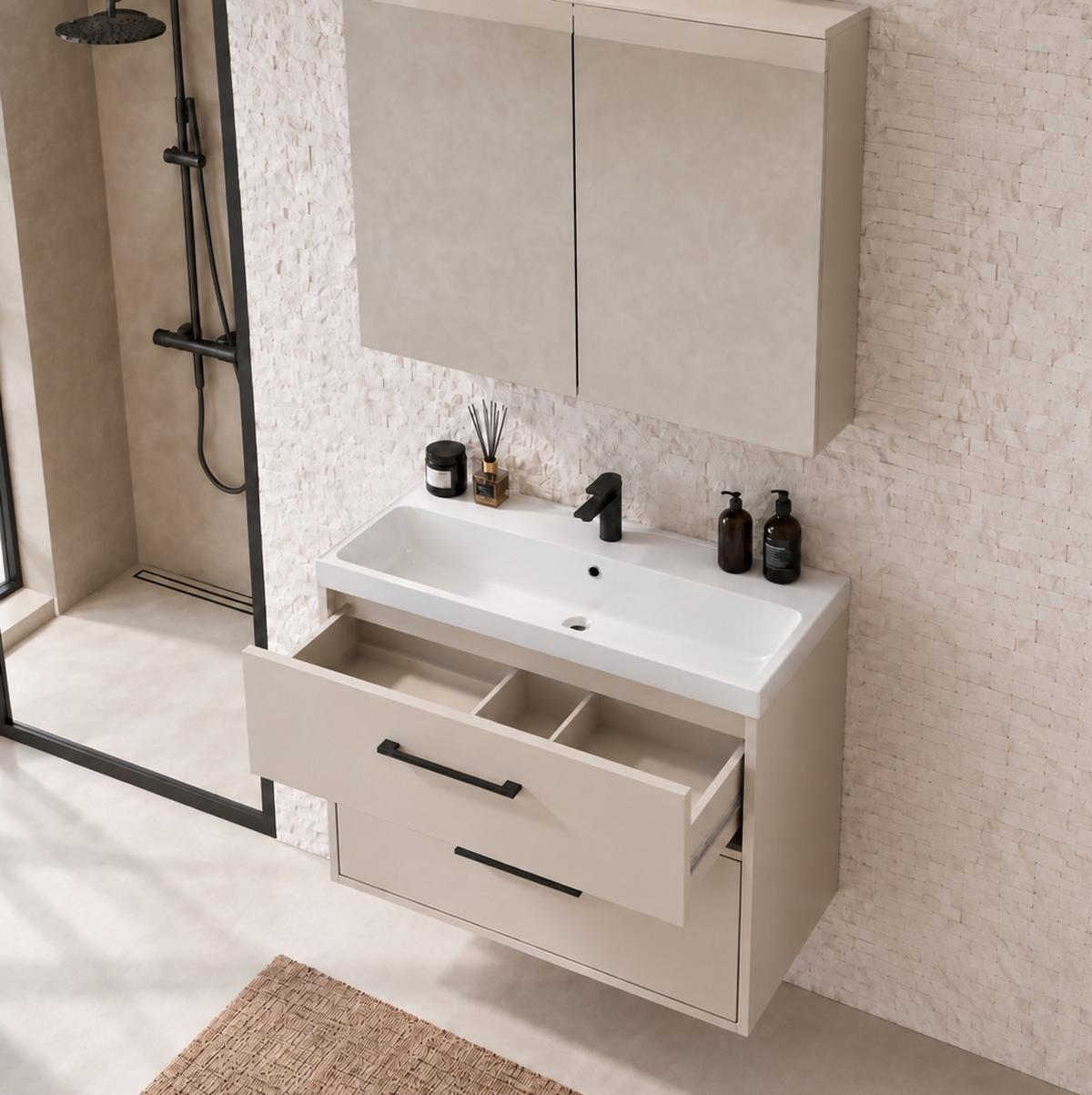 BADMÖBEL-SET Florence 2 Teile Cashmere - 80 x 40 x 51 cm - Kaschmir, Holz (80/54/40cm) - Badplaats