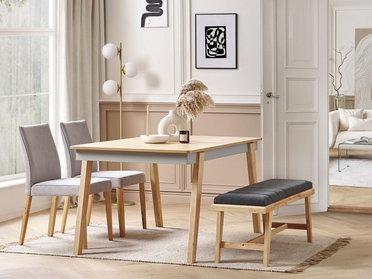 ESSTISCH 150/90/75 cm Hellbraun, Grau Rechteckig Phola - Hellbraun, Holzwerkstoff (90/150/75cm) - Beliani