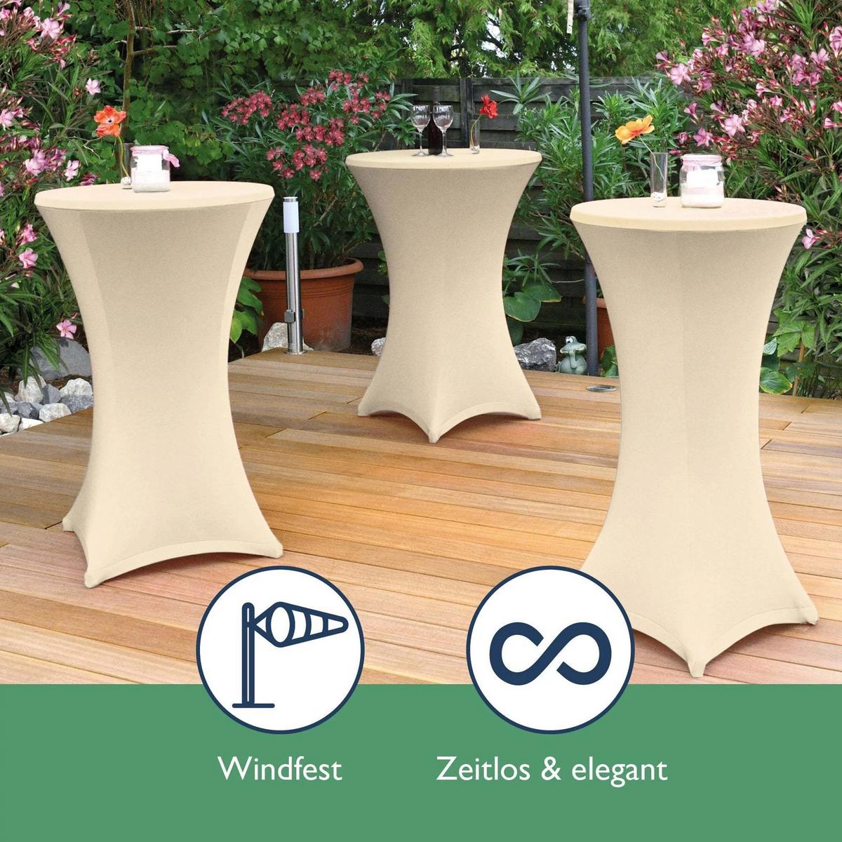 STEHTISCHHUSSE Stella Ø 80cm Creme (2tlg) - Creme, Textil (800/120cm) - Beautissu 
