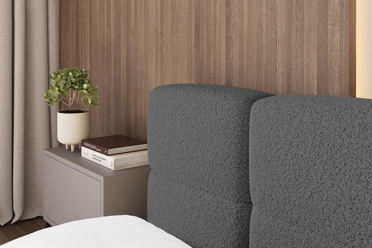 POLSTERBETT mit Bettkasten und Lattenrost, Bett mit Matratze H3/H4, Kopfteil, Boxbett, Doppelbett mit Stauraum - NATA-v1 160x200 Grau - Grau, Holzwerkstoff/Textil (160/200cm) - ALTDECOR